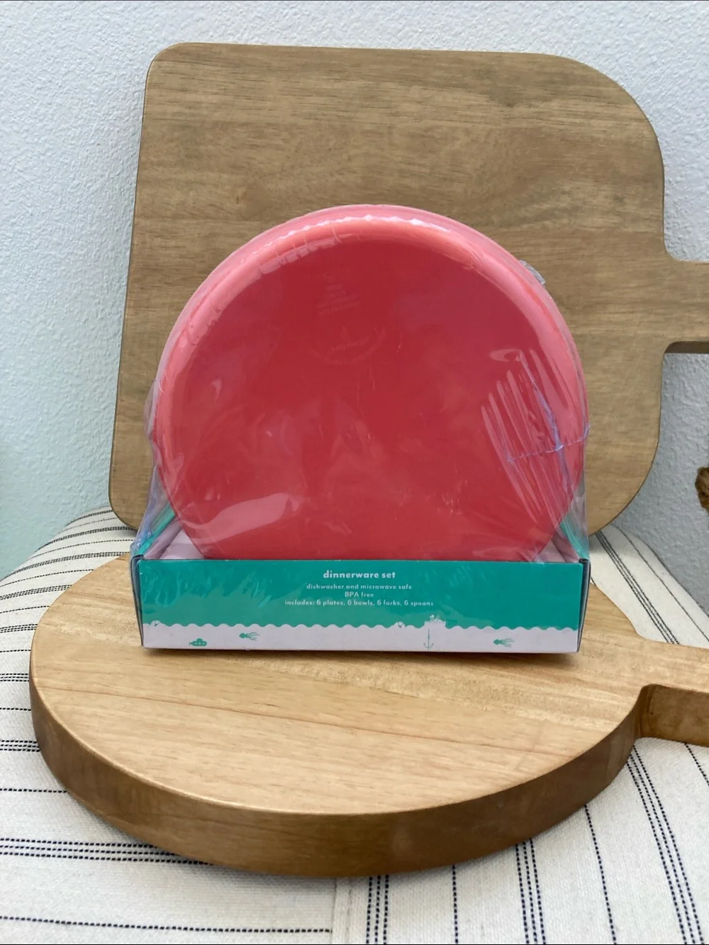 SALE! 50% Off NWT Pillowfort Coral Red Kids Dinnerware Set 24 Pieces